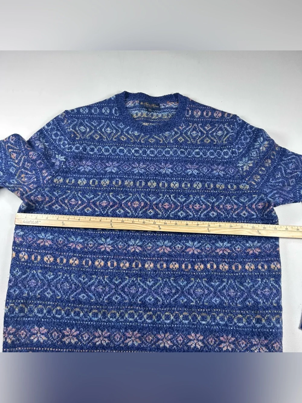 Brooks Brothers Mens XL Fair Isle Knit Crewneck Pullover Sweater 100% Wool